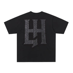 Life Hustlers Black‑on‑Black H Logo T‑Shirt