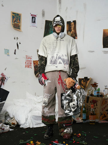 Graffiti  Print Cargo Pants