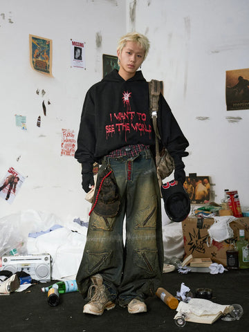 Oxidation Distressed Cargo Jeans