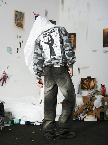 Black Distressed Flared Jeans