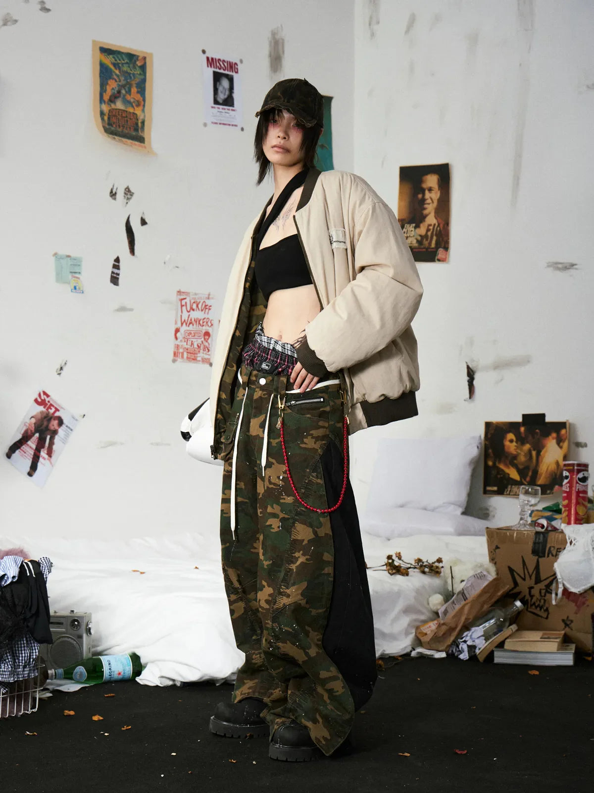 Camo Panel Baggy Cargo Pants