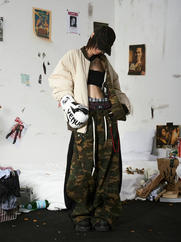 Camo Panel Baggy Cargo Pants