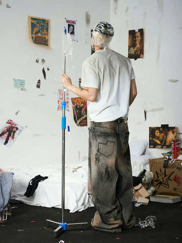 A-line Washed Baggy Jeans