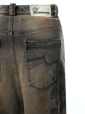 A-line Washed Baggy Jeans