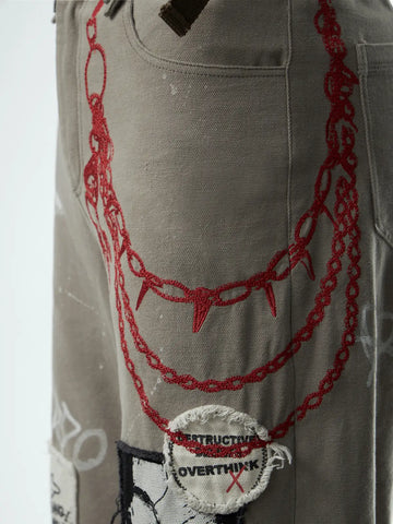 Graffiti  Print Cargo Pants