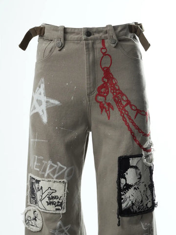 Graffiti  Print Cargo Pants