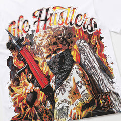 Life Hustlers Fire Angel Graphic White Tee