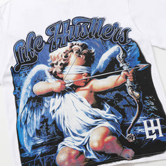 Life Hustlers Blue Cupid Graphic White Tee
