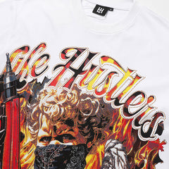 Life Hustlers Fire Angel Graphic White Tee