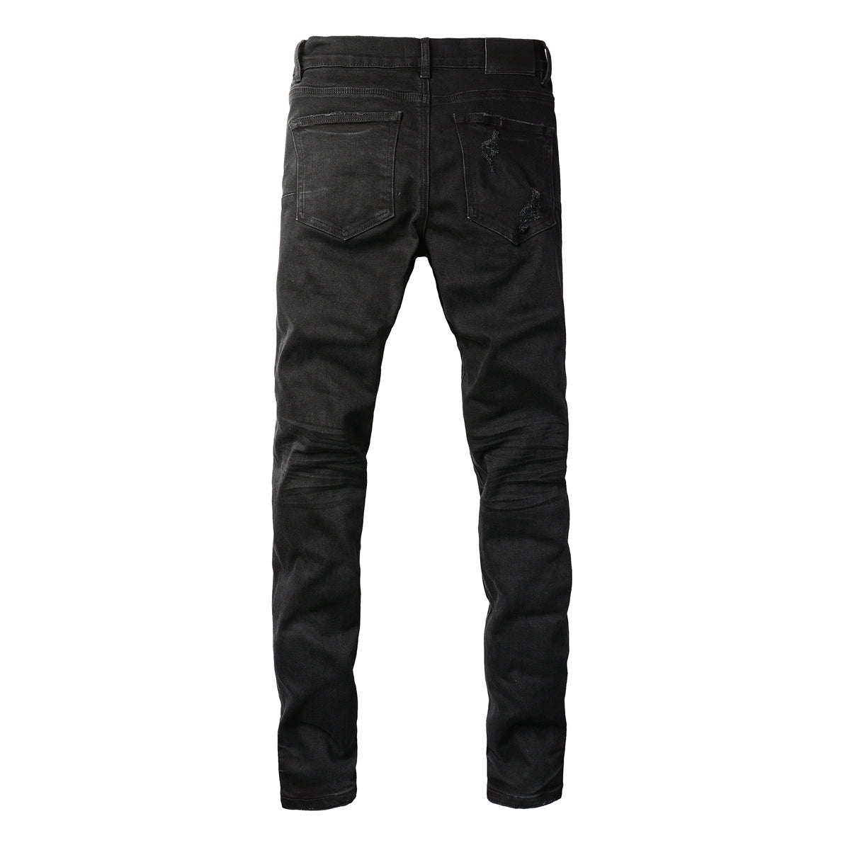 Purple Jeans Men Distressed Black Skinny Jeans with Heavy Ripped Design and Grunge Streetwear Vibe 9108