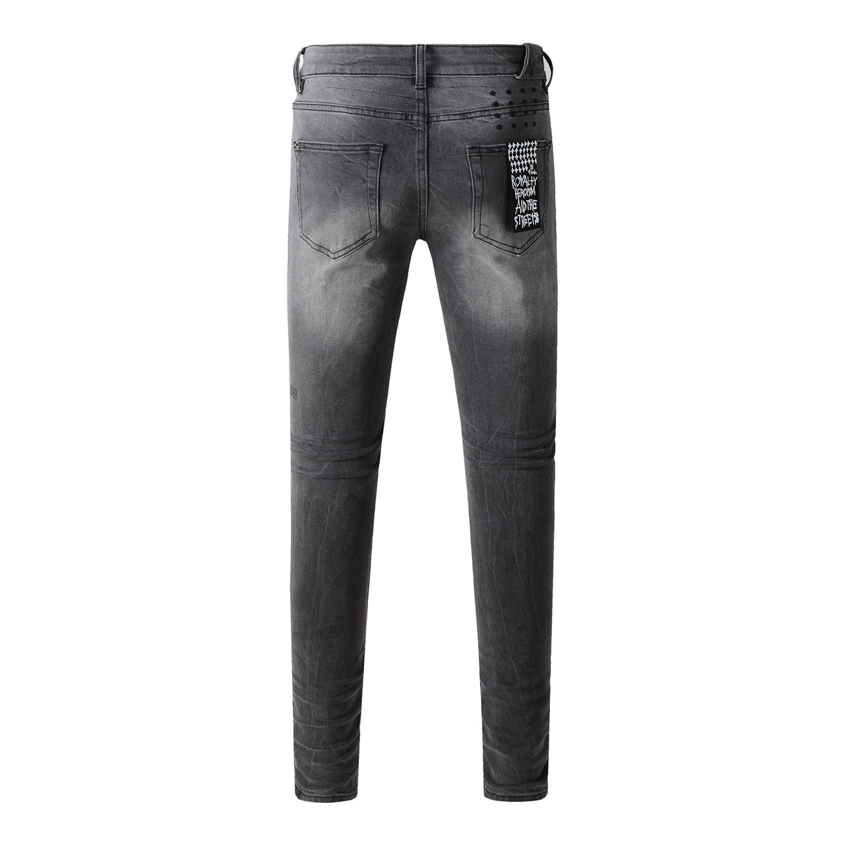 Purple Jeans Urban Gray Ripped Jeans with Bold Black Graffiti Accents 3003