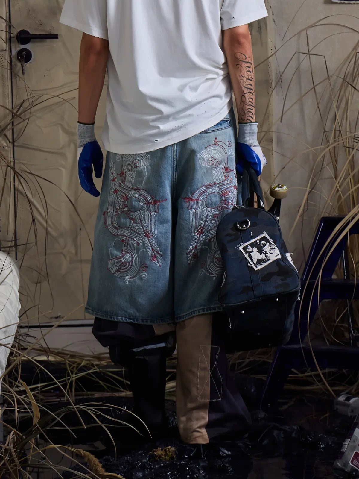 EMO "Retro-Cyber" Wide Leg Denim Jorts