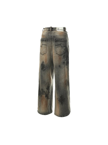 A-line Washed Baggy Jeans