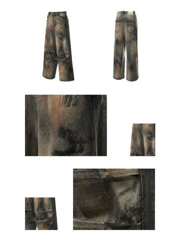 A-line Washed Baggy Jeans