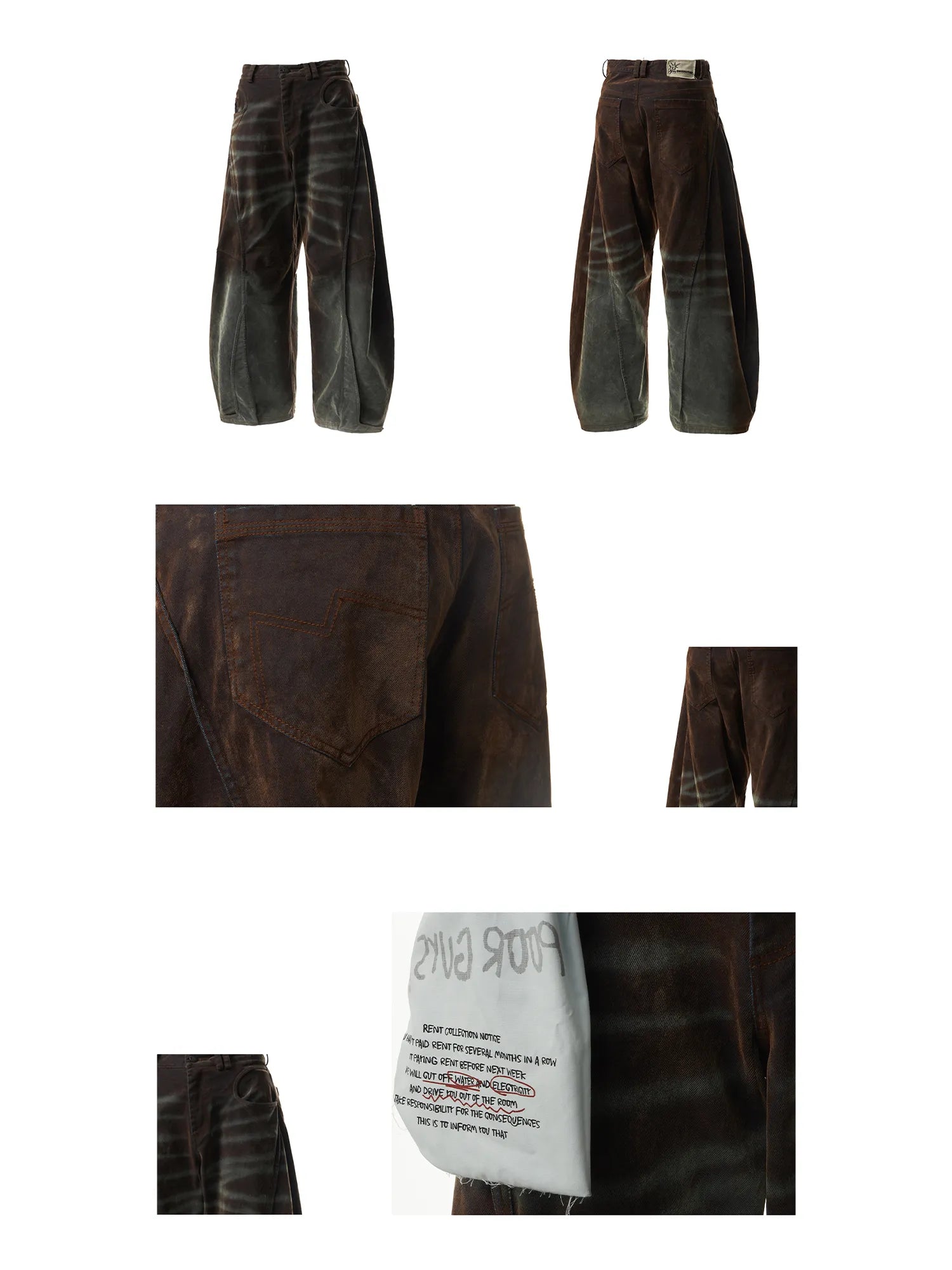 Brown Washed  Baggy Jeans