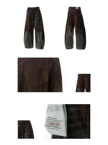 Brown Washed  Baggy Jeans