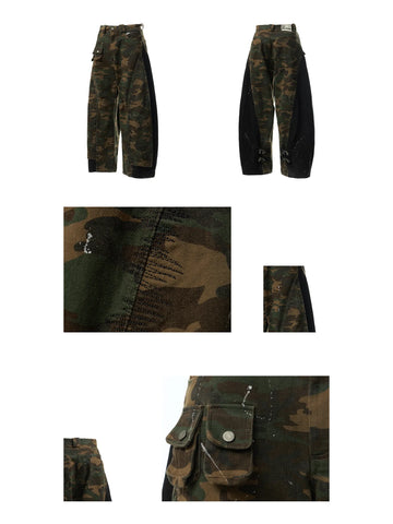 Camo Panel Baggy Cargo Pants