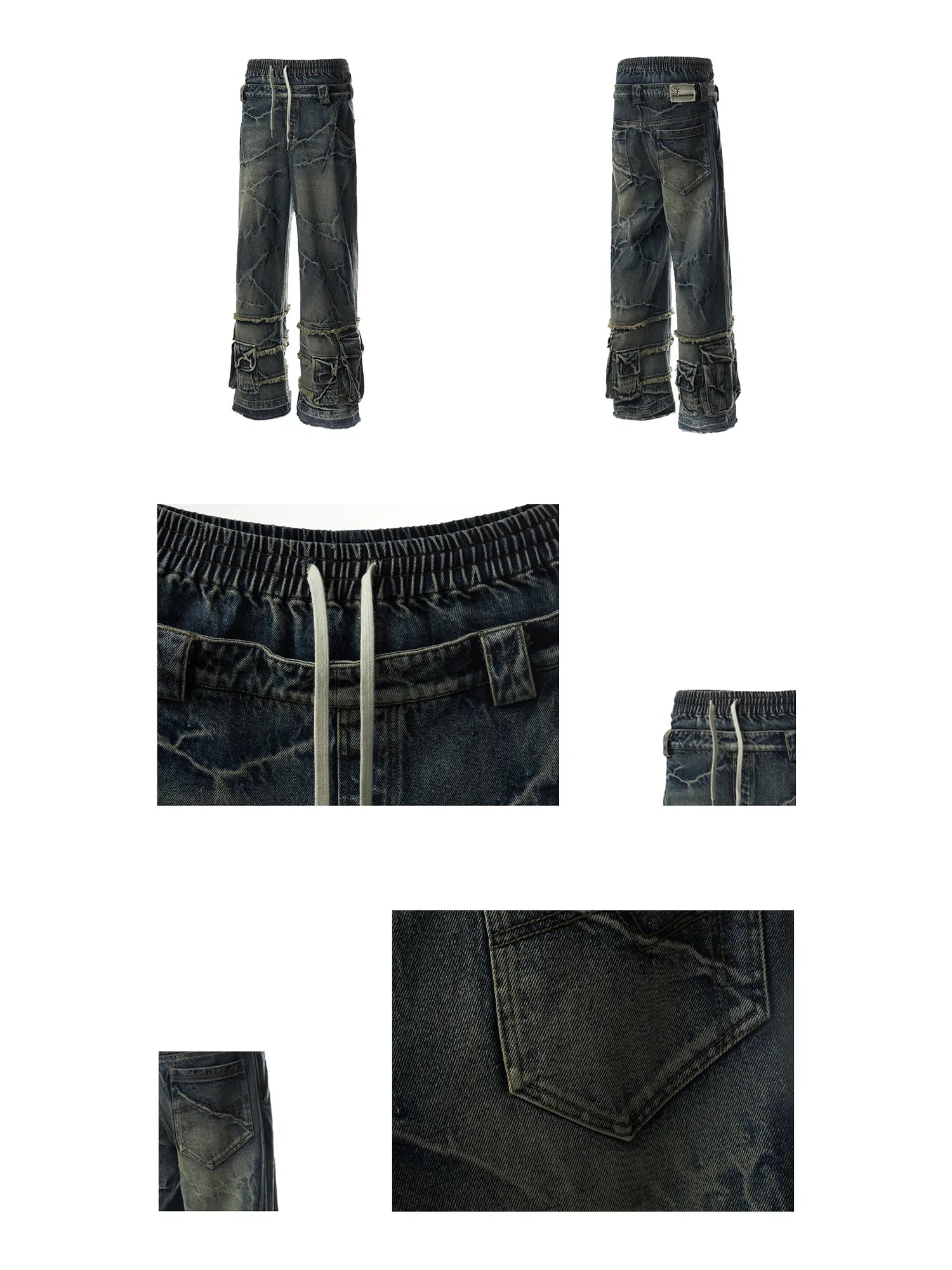 Double Waistband Cargo Jeans