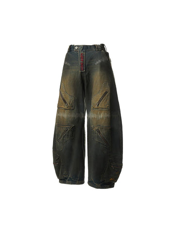 Oxidation Distressed Cargo Jeans