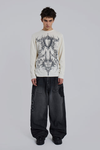 Black Raised Embroidery XL Colossus Jeans