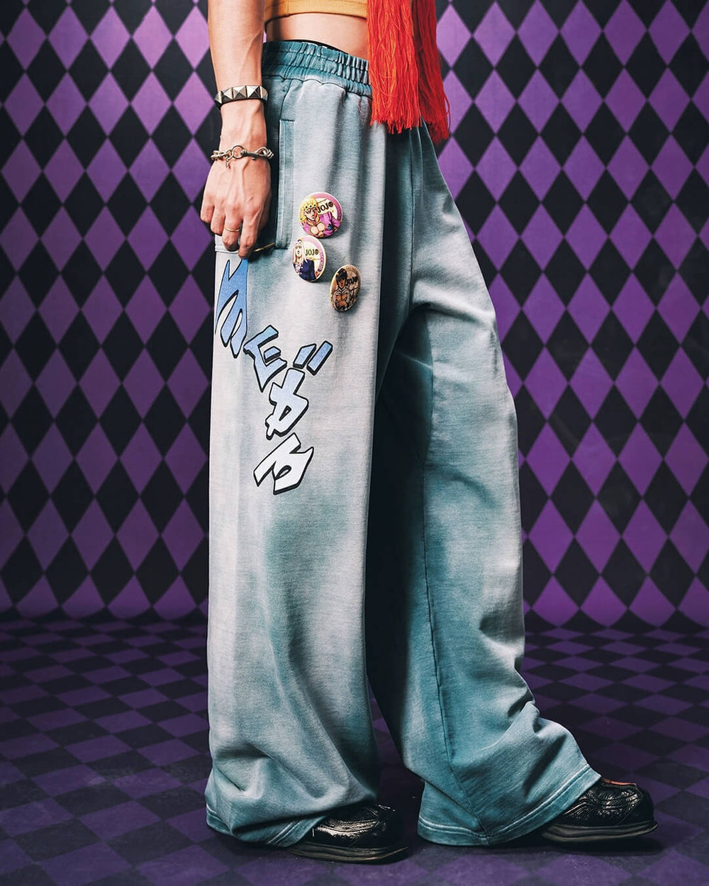 MEDM × JOJO Embroidered Print Washed Sweatpants