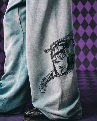 MEDM × JOJO Embroidered Print Washed Sweatpants