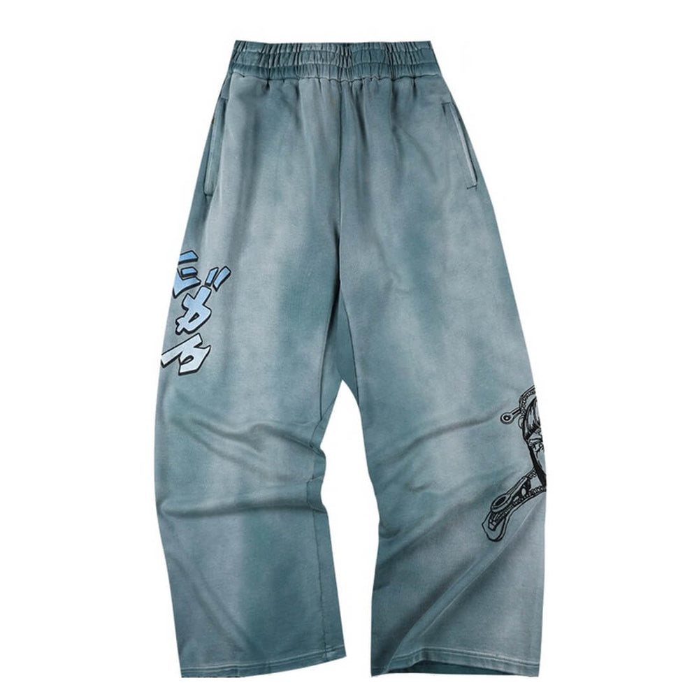 MEDM × JOJO Embroidered Print Washed Sweatpants