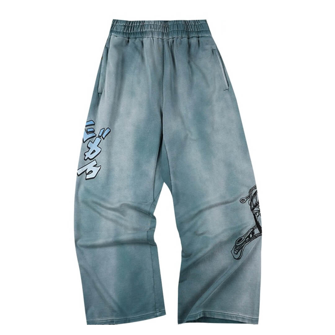 MEDM × JOJO Embroidered Print Washed Sweatpants