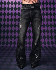 MEDM × JOJO Icon Embroidery Washed Distressed Jeans