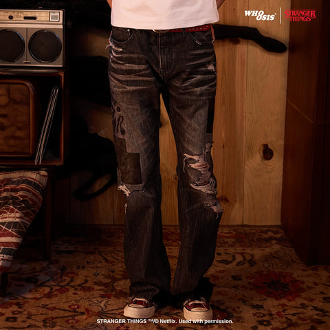 Monster Story official collaboration WHOOSIS micro flared jeans long pants American street fashion men and women