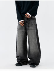 MEDM Flower Vine Laser Burnout Washed Machete Jeans