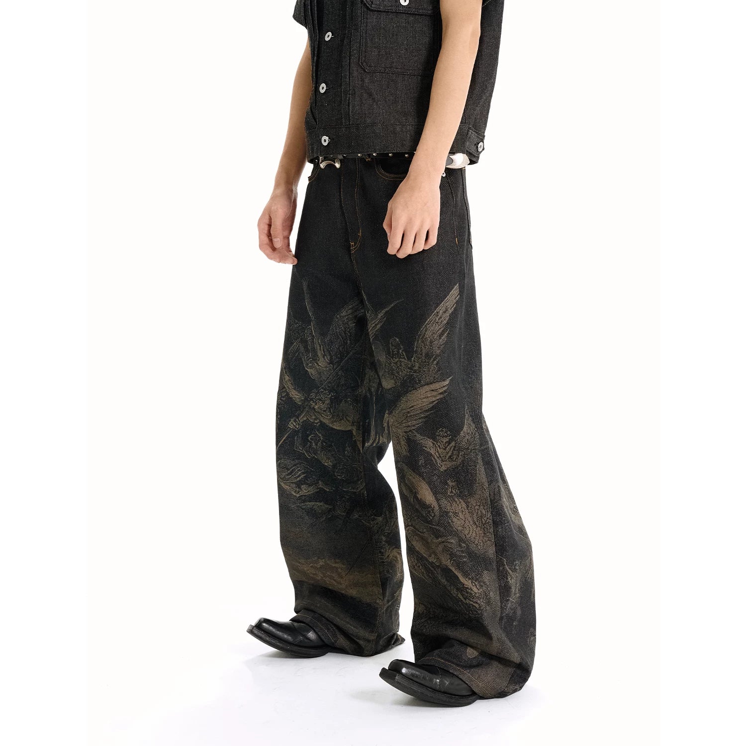 WANNA LAB 25SS Lost Paradise Laser Burnt Original Denim Pants Wide Leg Baggy Edition Jeans Youth Trendy Mid Waist Jeans