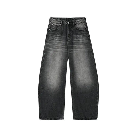 MEDM Flower Vine Laser Burnout Washed Machete Jeans