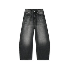 MEDM Flower Vine Laser Burnout Washed Machete Jeans