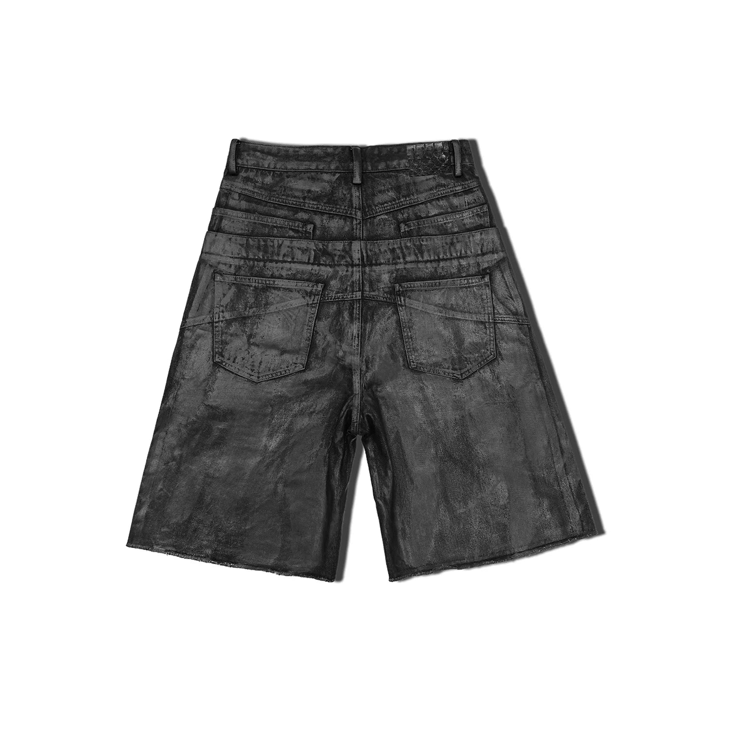 LINBESUI logo WANNA LAB 26SS three waisted brush wax Nissan buckle snake skin denim seven quarter shorts