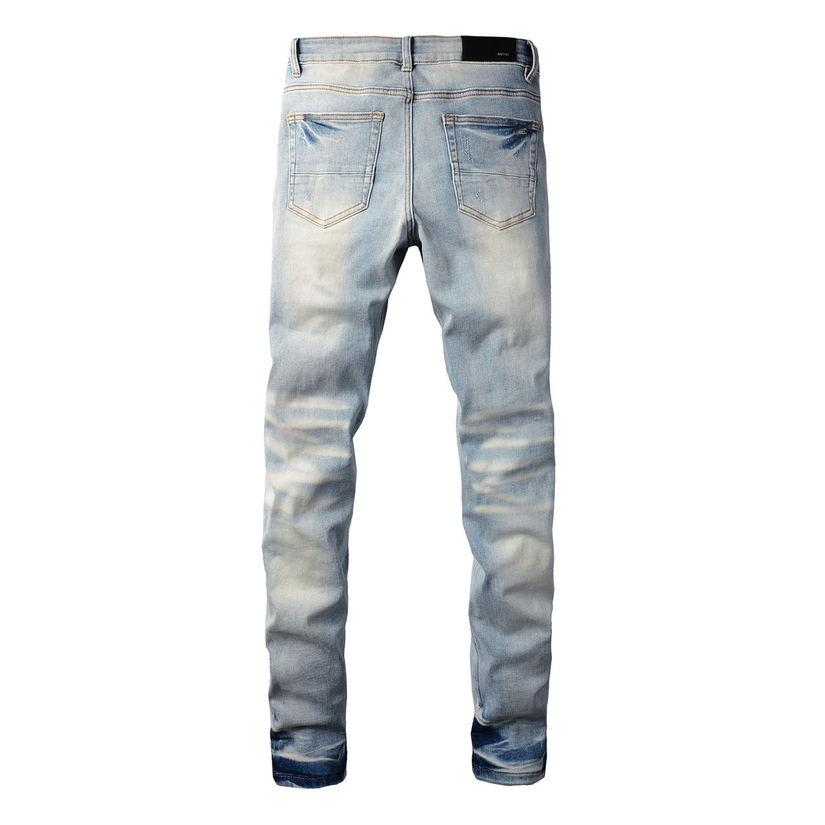 Purple Jeans Mens Punk Slim Stretch Distressed Jeans With Ripped Knee Patch Blue Pants 6848