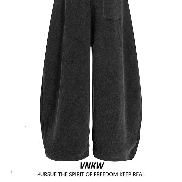 American street retro letter printed wide leg pants for men and women, heavy weight, loose drawstring, curved knife, sports and casual sweatpants, trendy