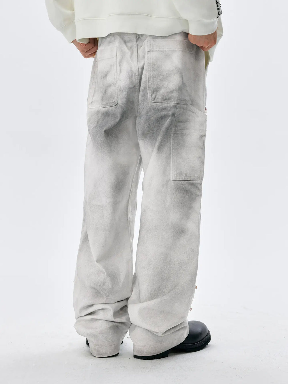 MEDM Gemstone Studded Double Knee Washed Jeans
