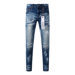 Purple Jeans Mens Jeans Man Jeans Pants Designer Black Skinny Stickers Light Wash Ripped Motorcycle (9062-9051)