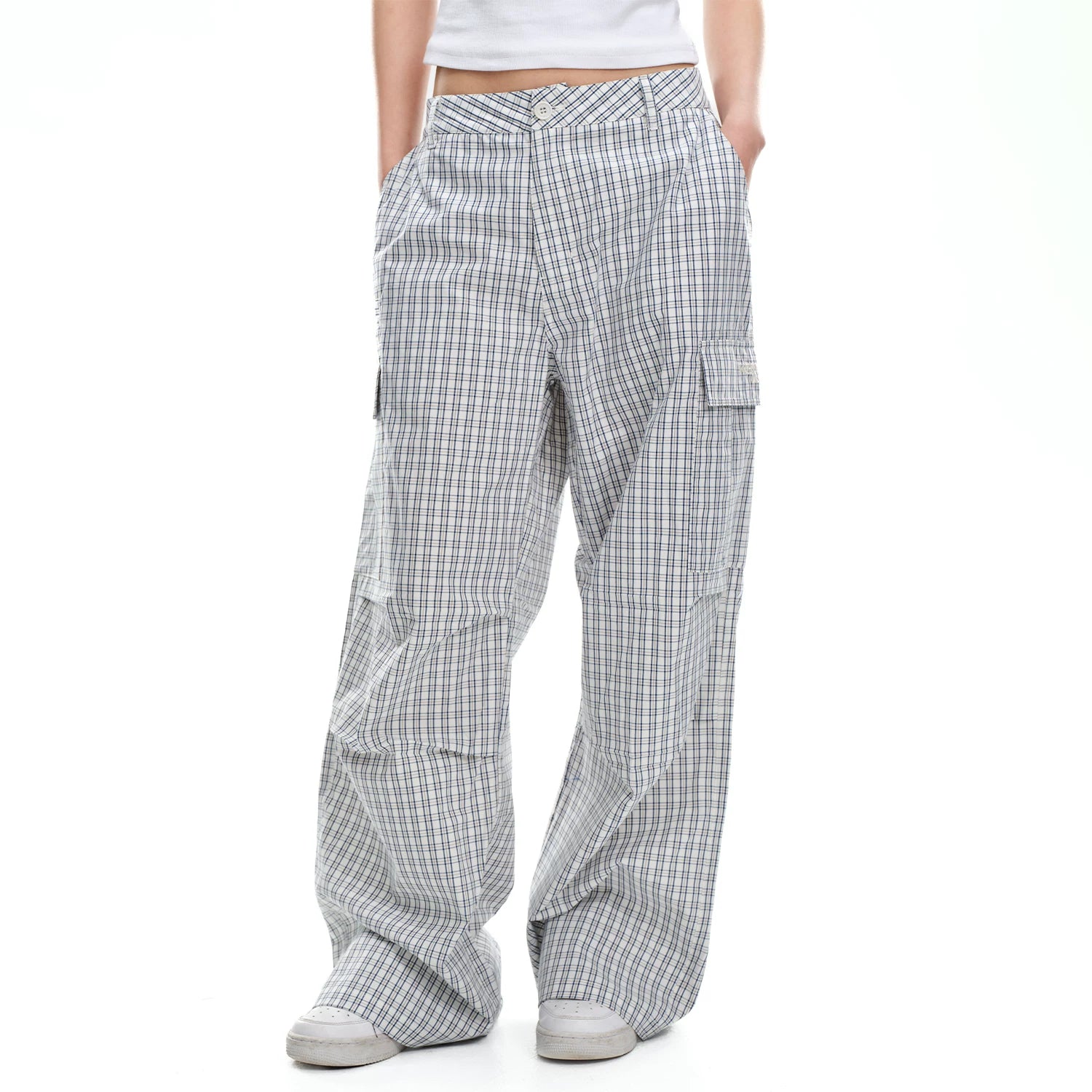 WHOOSIS (unknown name) plaid work pants, long pants, casual pants, loose and comfortable, versatile and trendy for both men and women