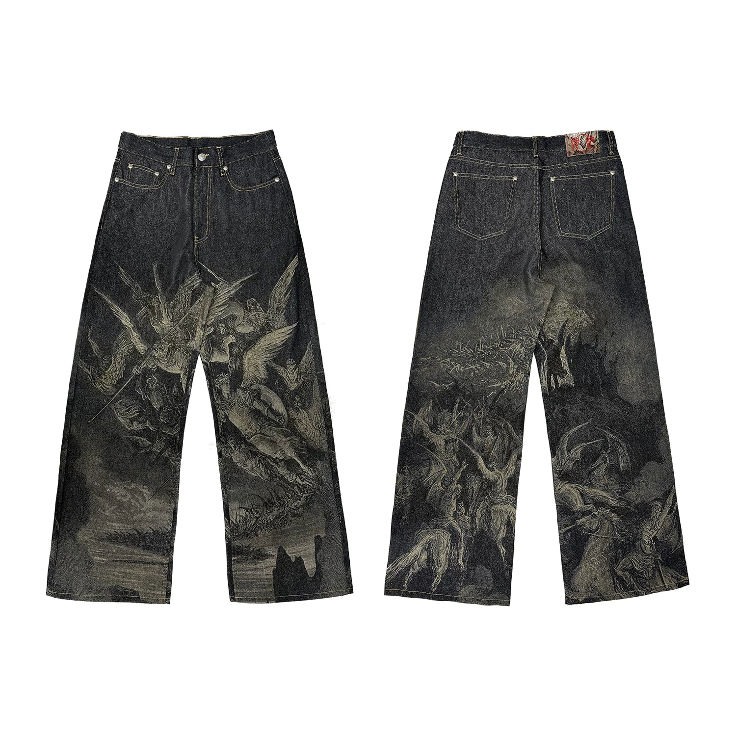 WANNA LAB 25SS Lost Paradise Laser Burnt Original Denim Pants Wide Leg Baggy Edition Jeans Youth Trendy Mid Waist Jeans