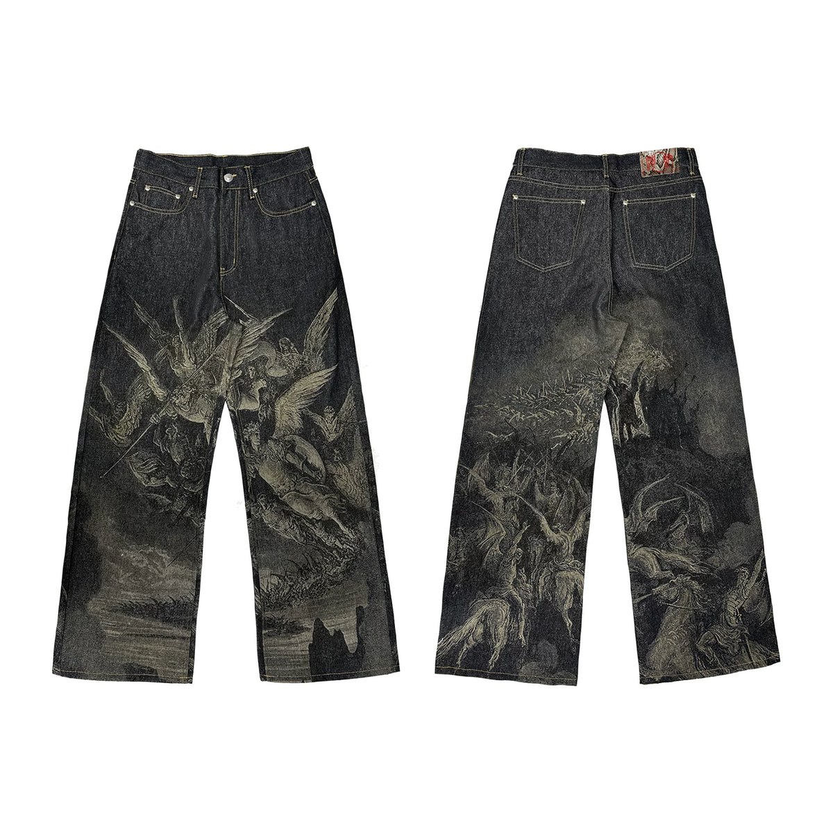 WANNA LAB 25SS Lost Paradise Laser Burnt Original Denim Pants Wide Leg Baggy Edition Jeans Youth Trendy Mid Waist Jeans