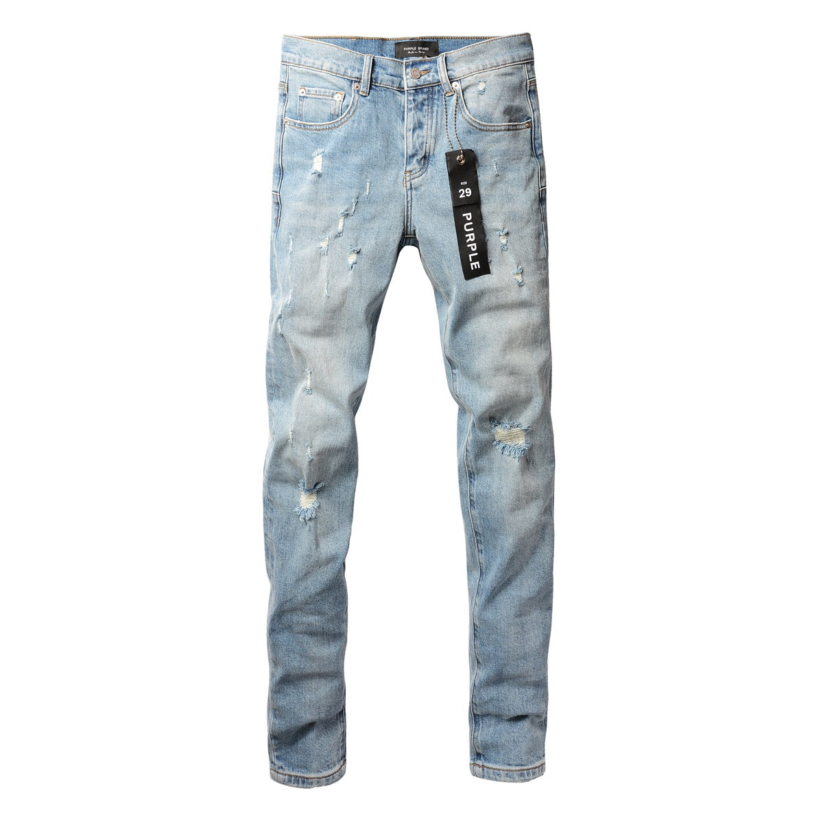 Purple Jeans Fashionable Blue Ripped Jeans 9075 Featuring Distressed Design