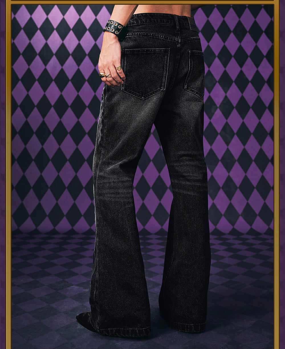 MEDM × JOJO Icon Embroidery Washed Distressed Jeans