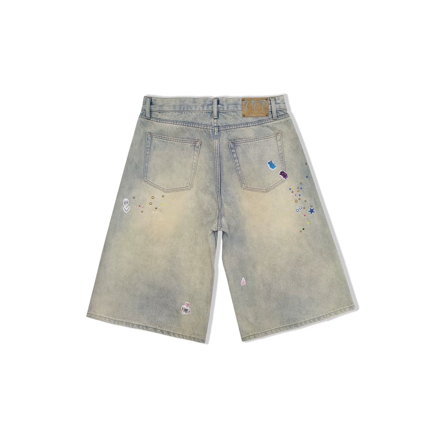 WANNA LAB 26SS Flash Diamond Sticker Printed Glitter Leather Brand Cowboy Six or Seven Cent Shorts