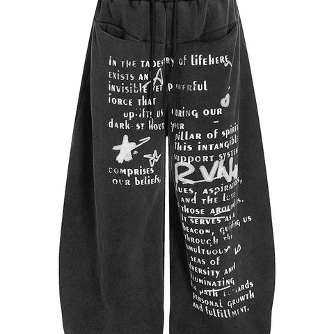 American street retro letter printed wide leg pants for men and women, heavy weight, loose drawstring, curved knife, sports and casual sweatpants, trendy