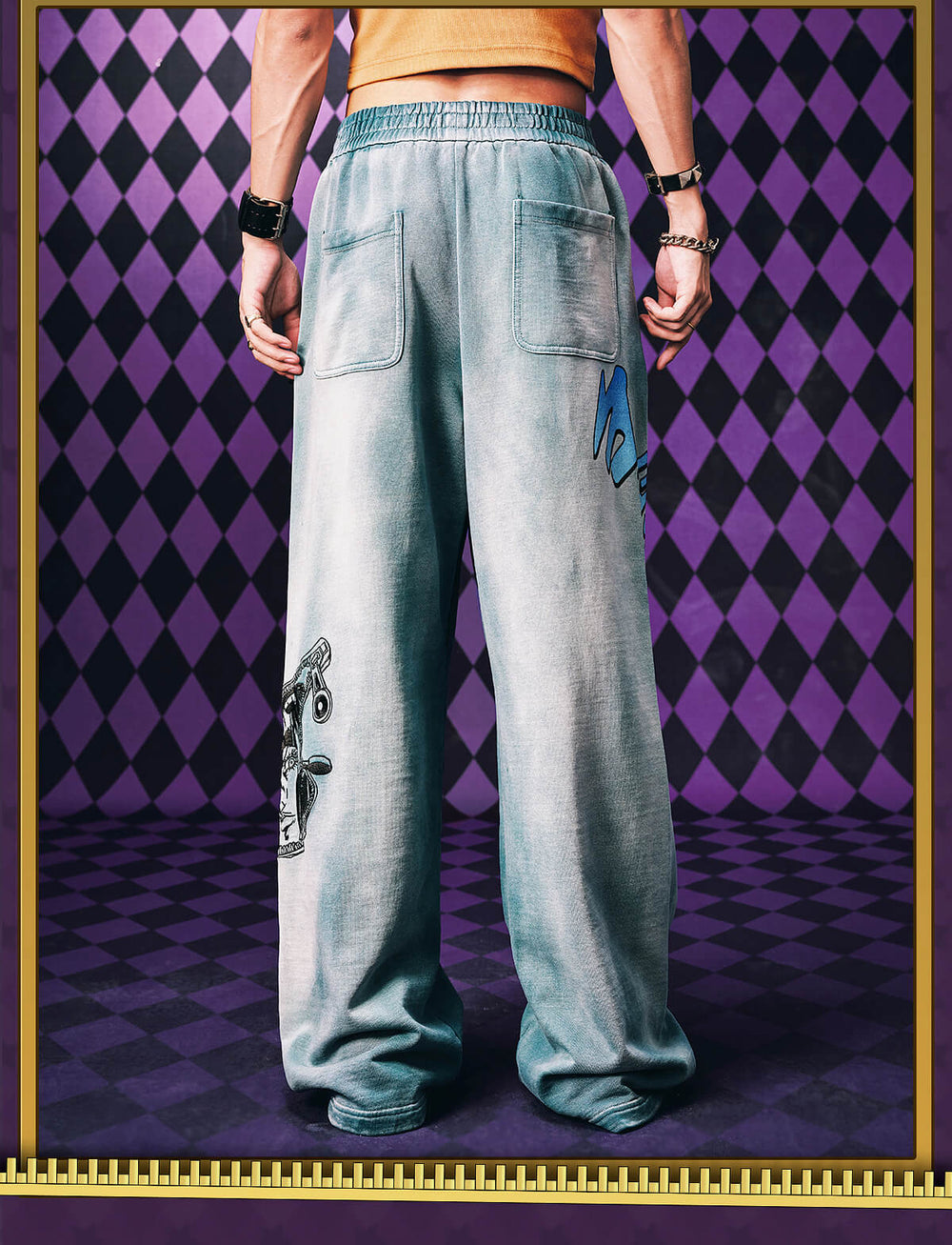MEDM × JOJO Embroidered Print Washed Sweatpants