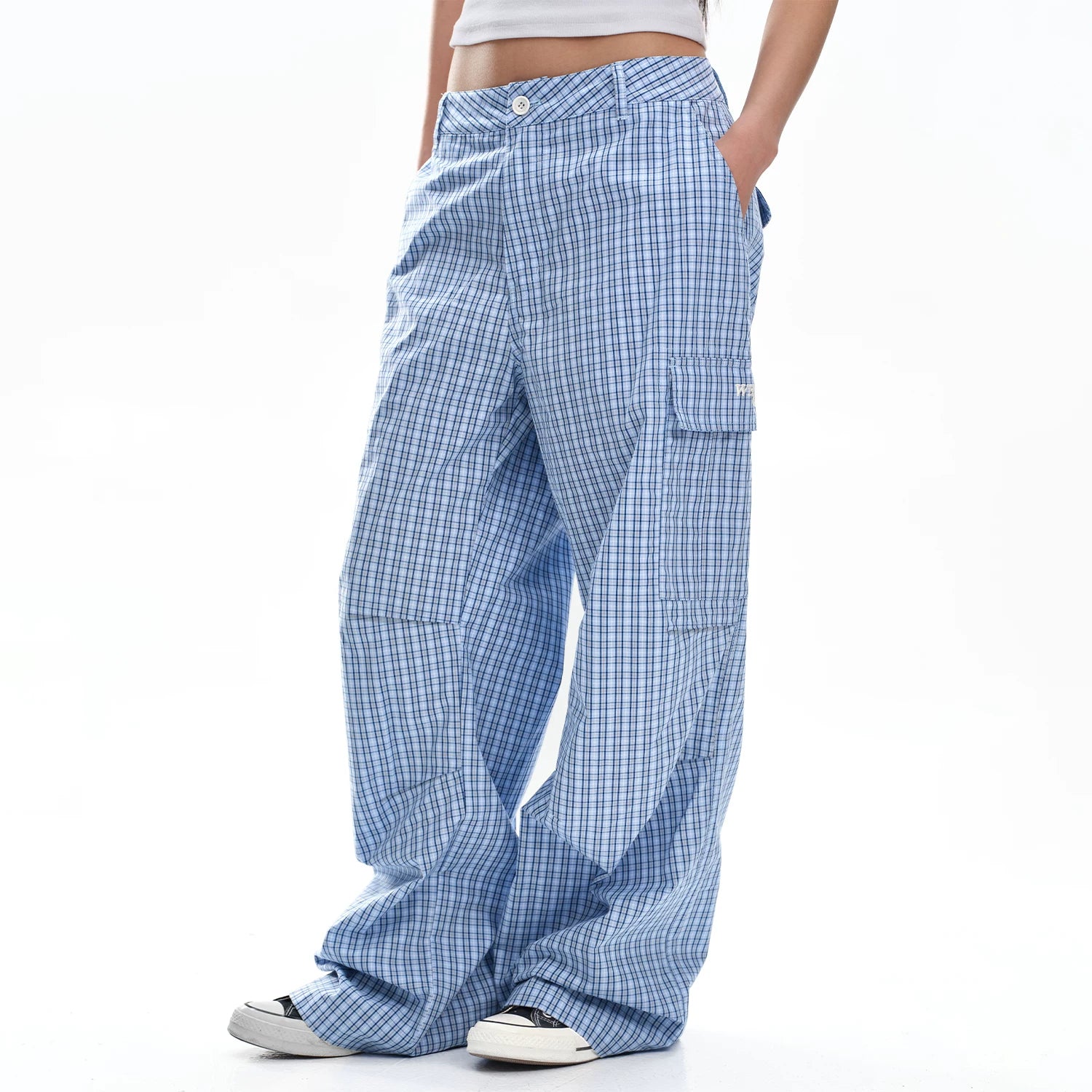 WHOOSIS (unknown name) plaid work pants, long pants, casual pants, loose and comfortable, versatile and trendy for both men and women