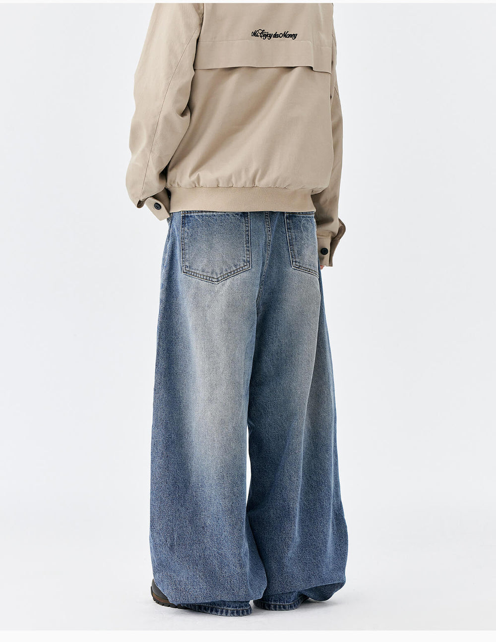 MEDM Flower Vine Laser Burnout Washed Machete Jeans