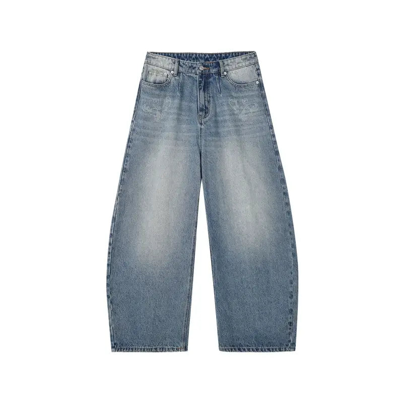 MEDM Flower Vine Laser Burnout Washed Machete Jeans